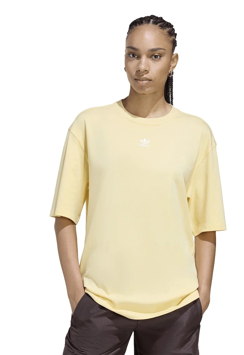 Tricou supradimensionat cu logo pe piept Essentials, Galben