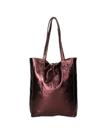 Geanta shopper din piele cu model uni, Maro inchis