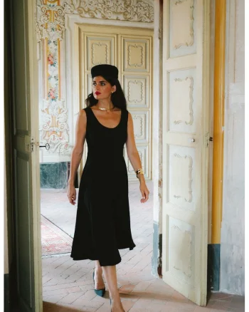 Rochie midi evazata fara maneci - negru, Negru