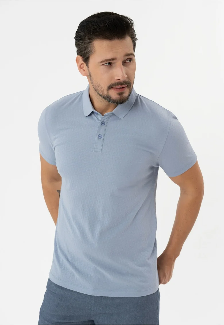 Tricou polo barbati din bumbac, Regular Fit,  O-Lambo, albastru, Albastru