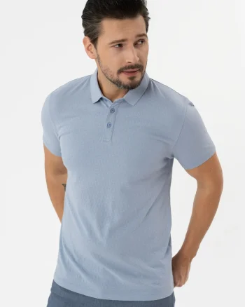 Tricou polo barbati din bumbac, Regular Fit,  O-Lambo, albastru, Albastru