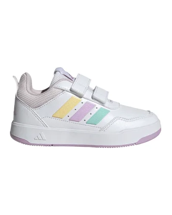 Pantofi sport Tensaur Sport 3.0 de piele ecologica cu velcro, Roz pastel/Alb optic
