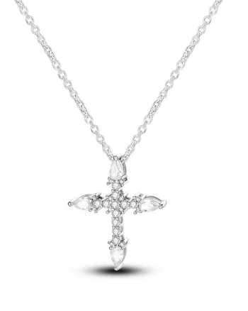 Lantisor argint 925, JW636, model cruce, placat cu rodiu