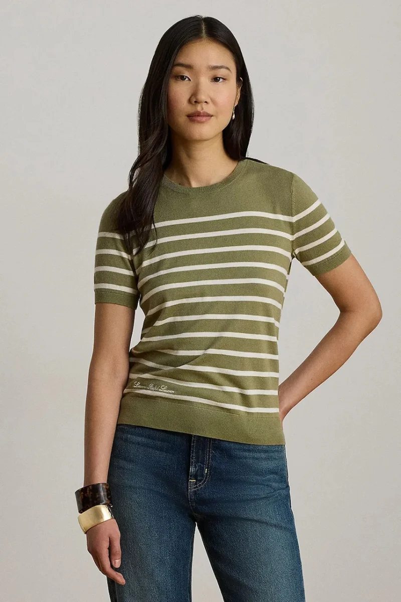 Lauren Ralph Lauren pulover cu mânecă scurtă pentru femei, cu modal