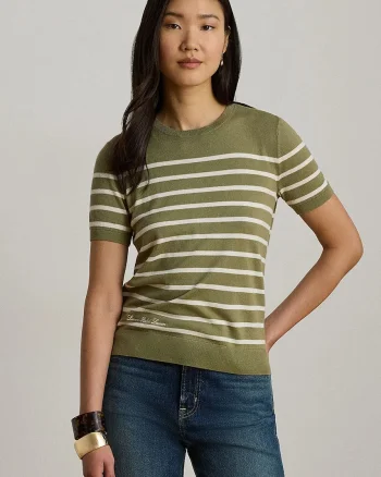 Lauren Ralph Lauren pulover cu mânecă scurtă pentru femei, cu modal
