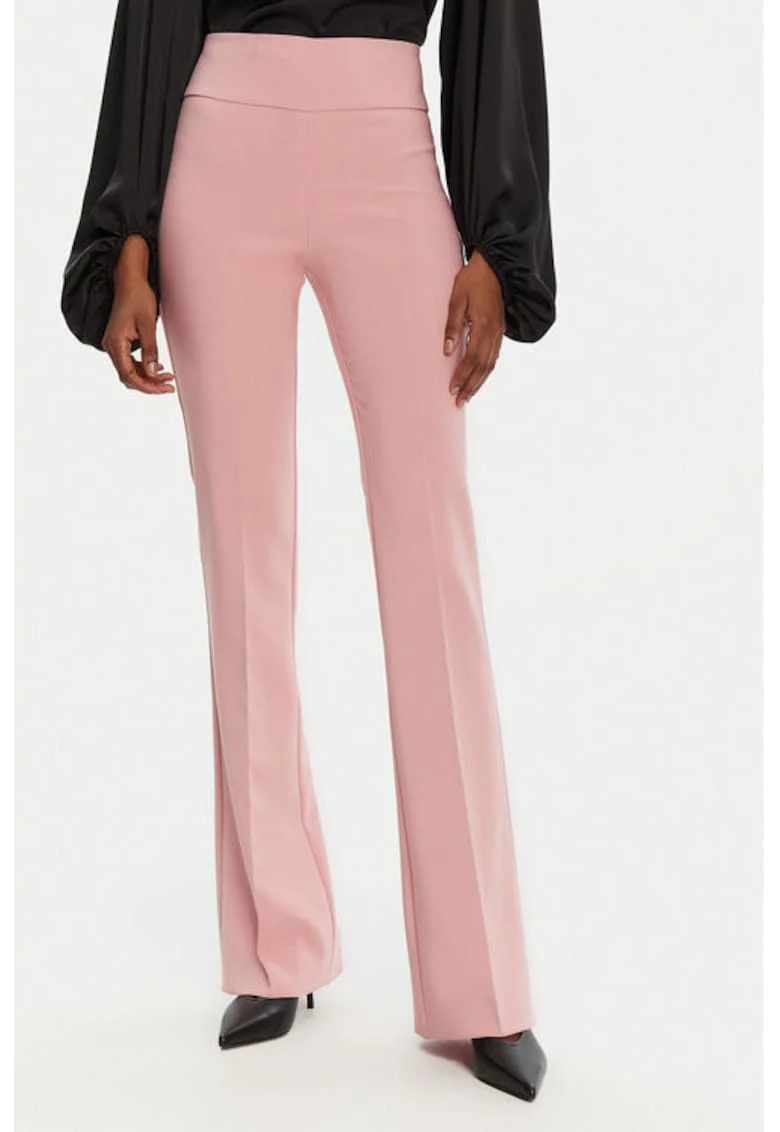 Pantaloni dama,  305266354, Poliester, Roz, Roz
