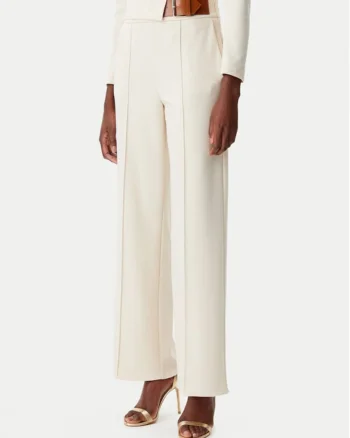 Pantaloni dama,  305317834, Poliester, Bej, Bej