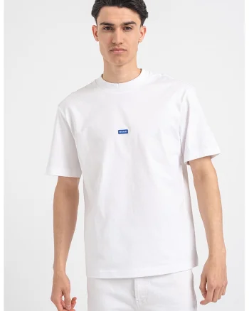 Tricou cu decolteu la baza gatului si logo Nieros, Alb optic