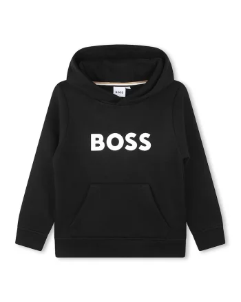 Hanorac din amestec de bumbac cu imprimeu logo, Negru