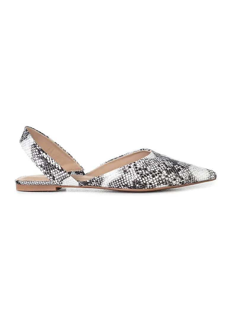 Pantofi slingback din piele ecologica cu imprimeu piele de sarpe