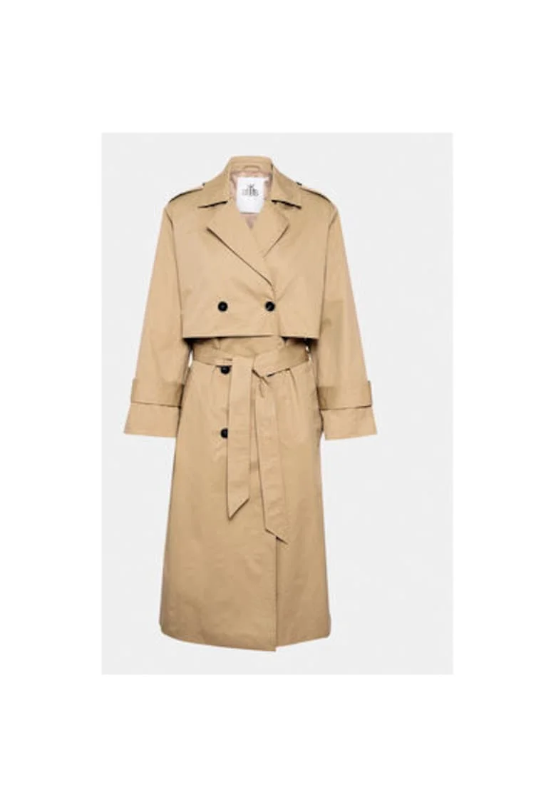 Trench dama,  303554101, Bumbac, Bej, Bej