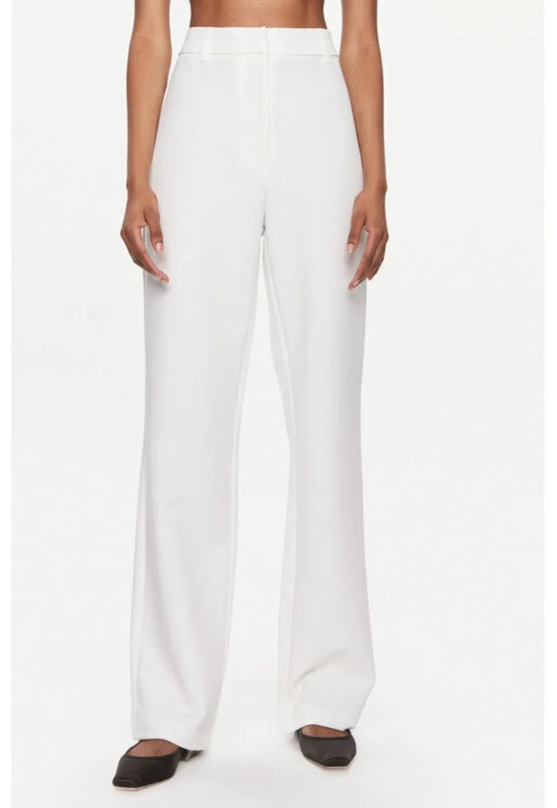 Pantaloni dama,  303452223, Poliester reciclat/Viscoza, Alb, Alb