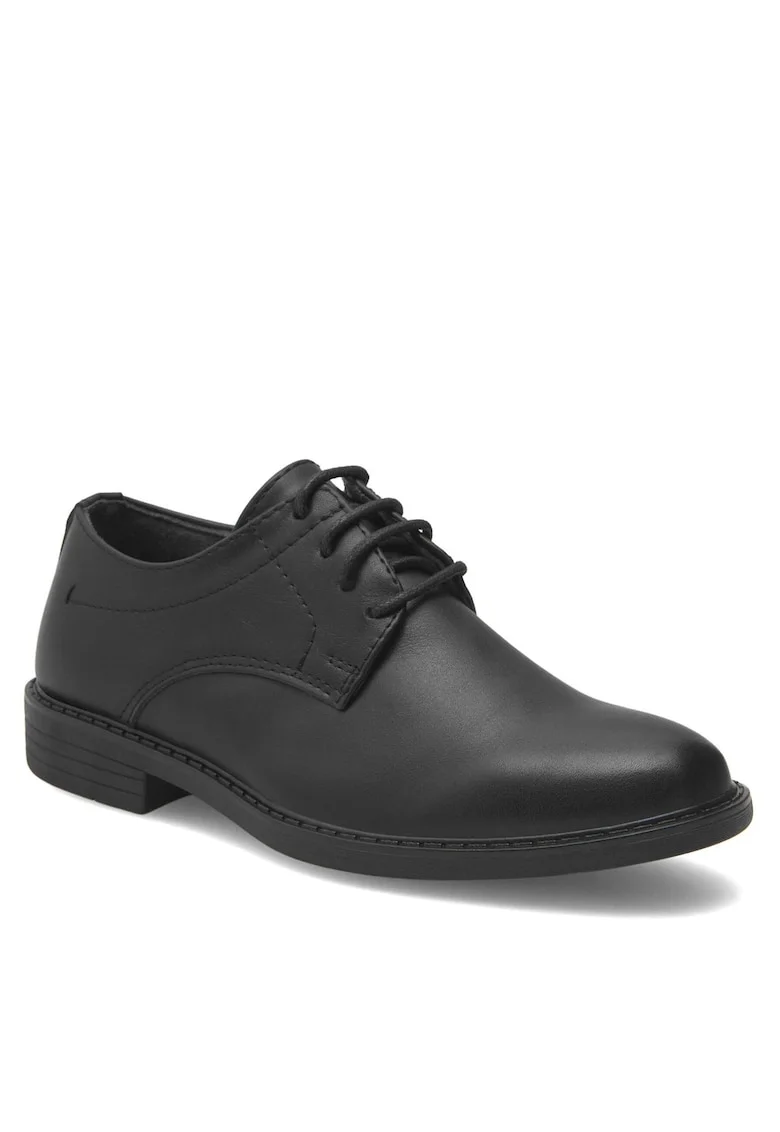 Pantofi copii,  negru, material sintetic, talpa plata, varf rotund,