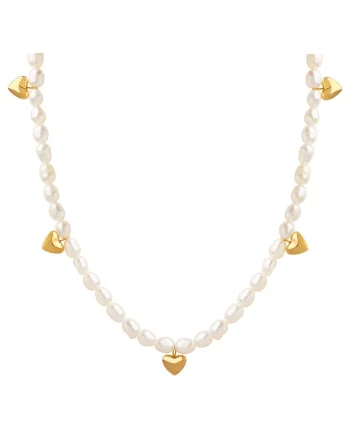 Colier Hearts and Pearls Gold