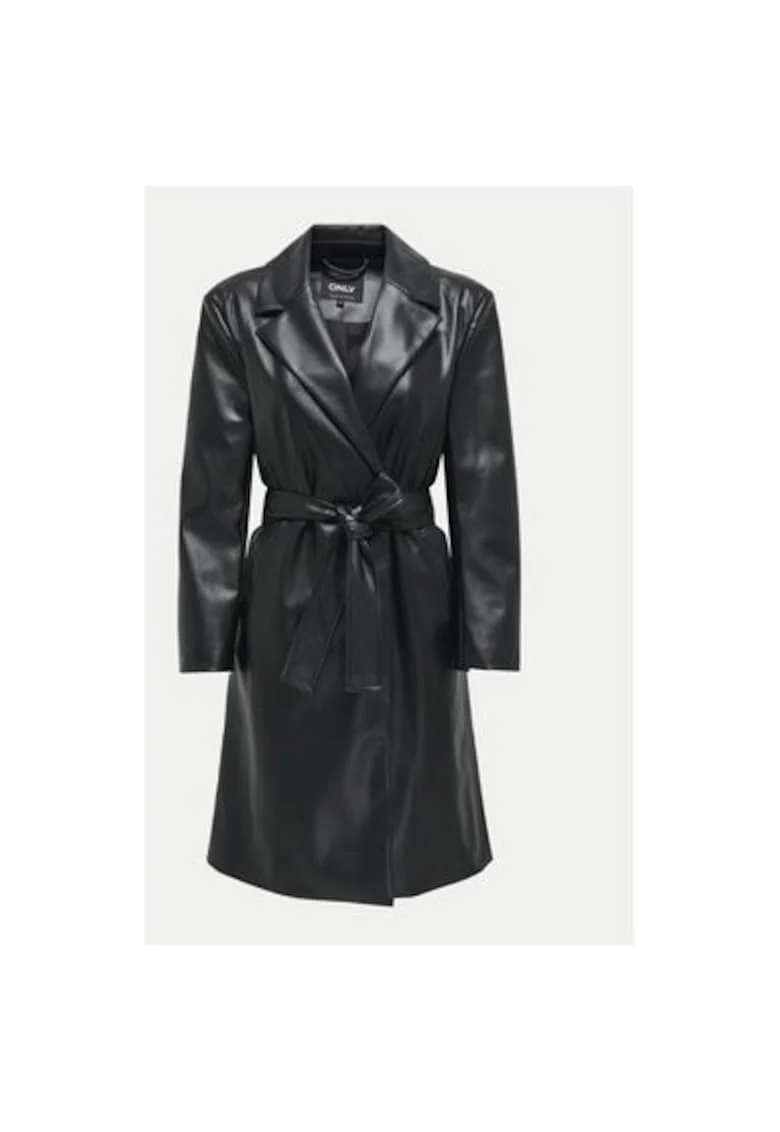 Palton dama,  304518492, Piele ecologica, Negru, Negru