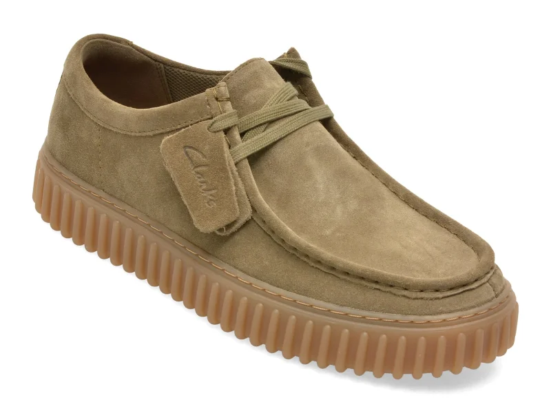 Mocasini CLARKS kaki, TORHLO, din piele intoarsa