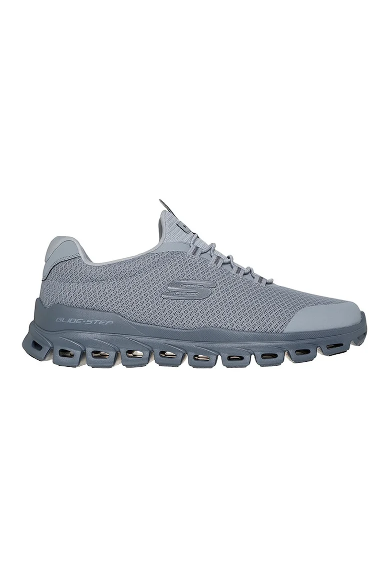 Pantofi sport din plasa cu logo Glide Step, Gri inchis