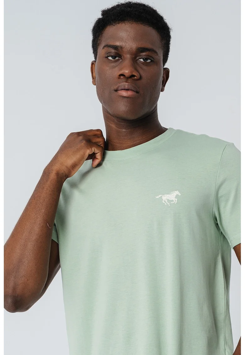 Tricou uni din bumbac, Alb murdar/Verde menta