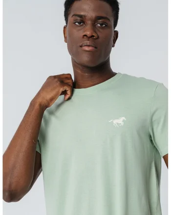 Tricou uni din bumbac, Alb murdar/Verde menta