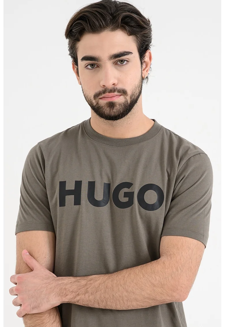 Tricou regular fit cu logo cauciucat Dulivio, Negru/Kaki