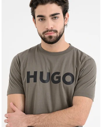 Tricou regular fit cu logo cauciucat Dulivio, Negru/Kaki