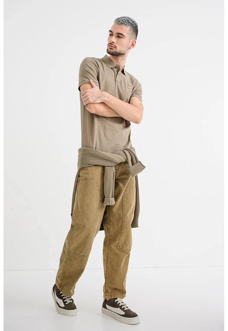 Tricou polo slim fit Passenger, Maro deschis