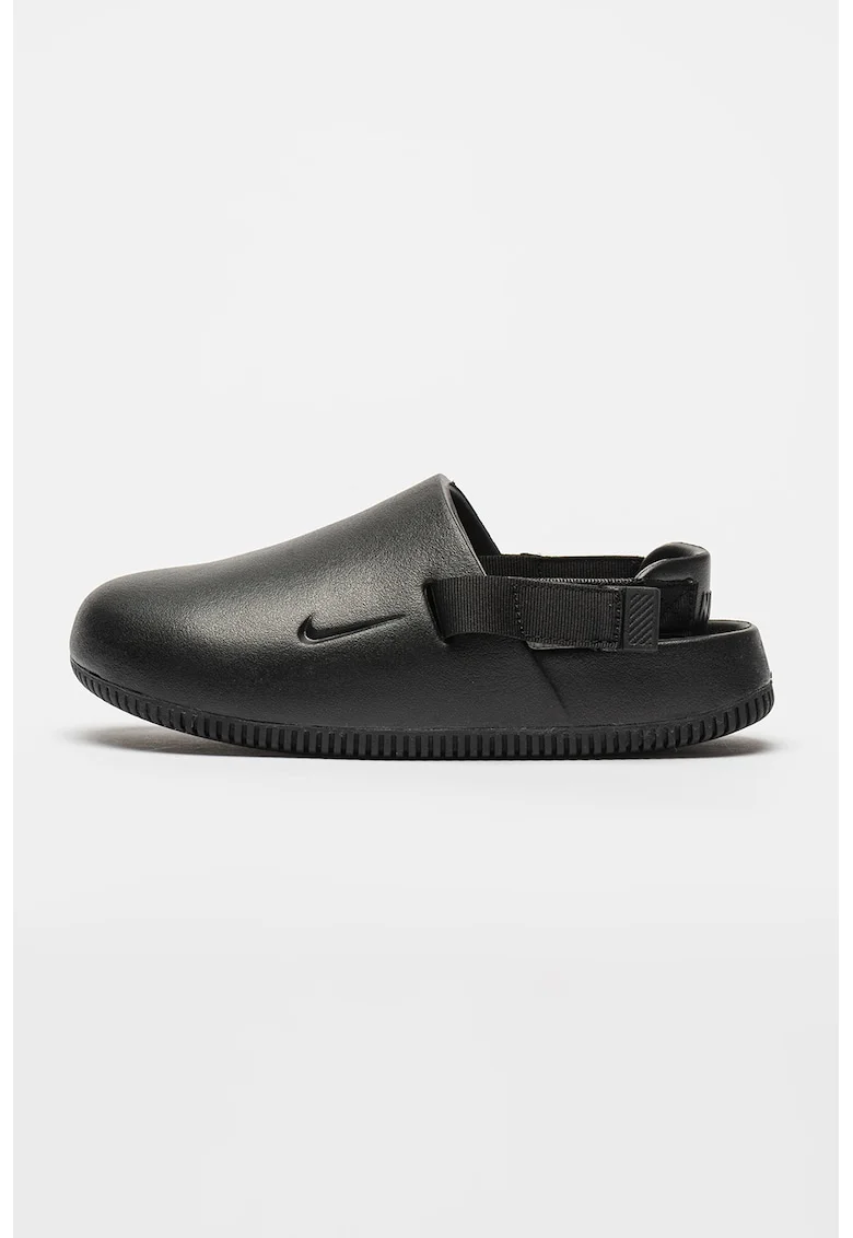 Saboti slingback cu logo in relief, Negru