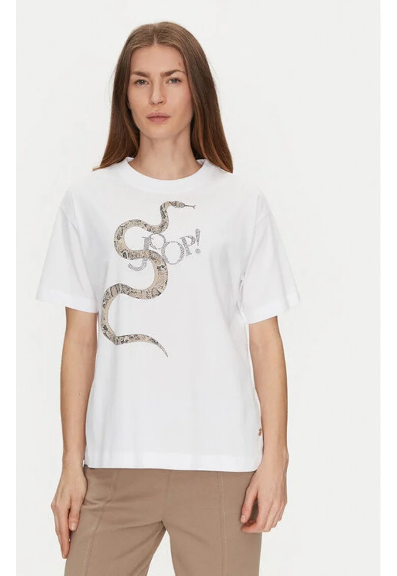 Tricou dama,  305183101, Bumbac, Alb, Alb