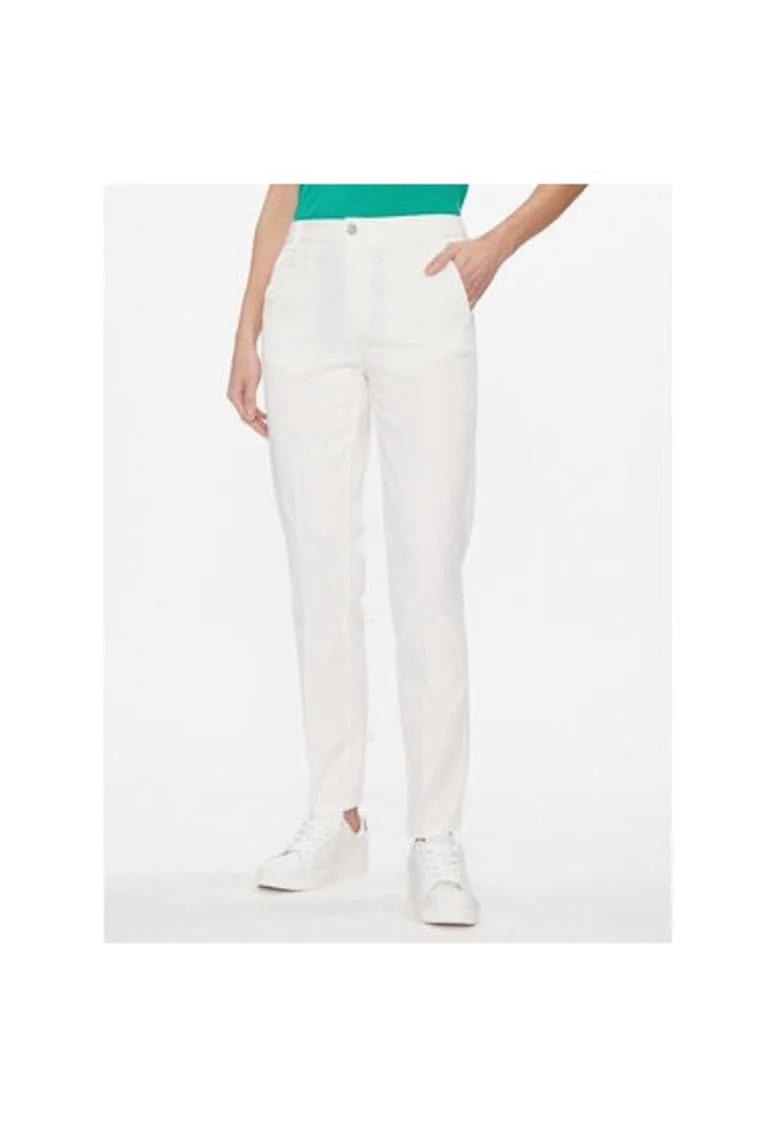 Pantaloni dama,  303814021, Bumbac, Alb, Alb