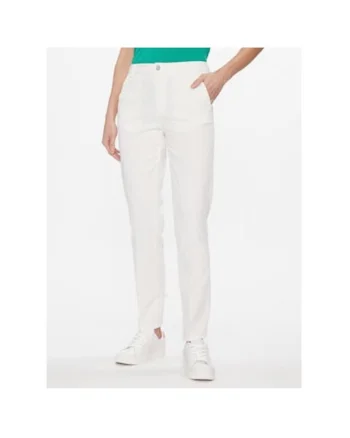 Pantaloni dama,  303814021, Bumbac, Alb, Alb