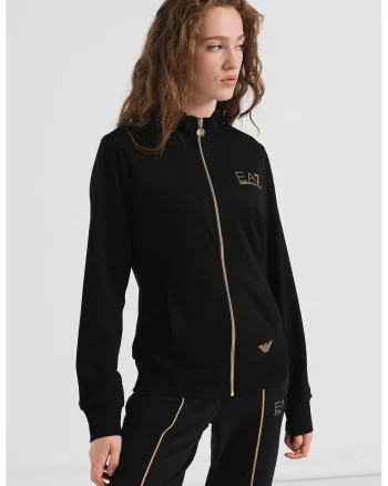 Bluza sport cu fermoar si buzunare laterale, Negru