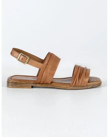 Sandale slingback din piele, Caramel