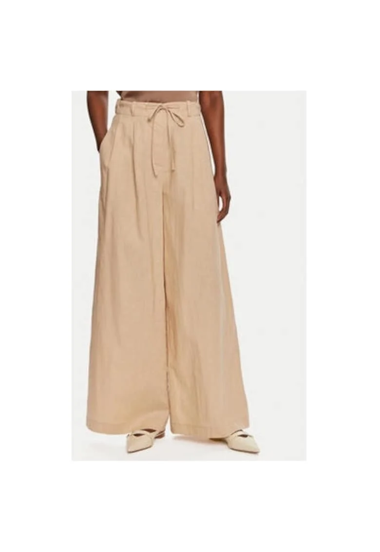 Pantaloni dama,  304575280, Viscoza, Bej, Bej