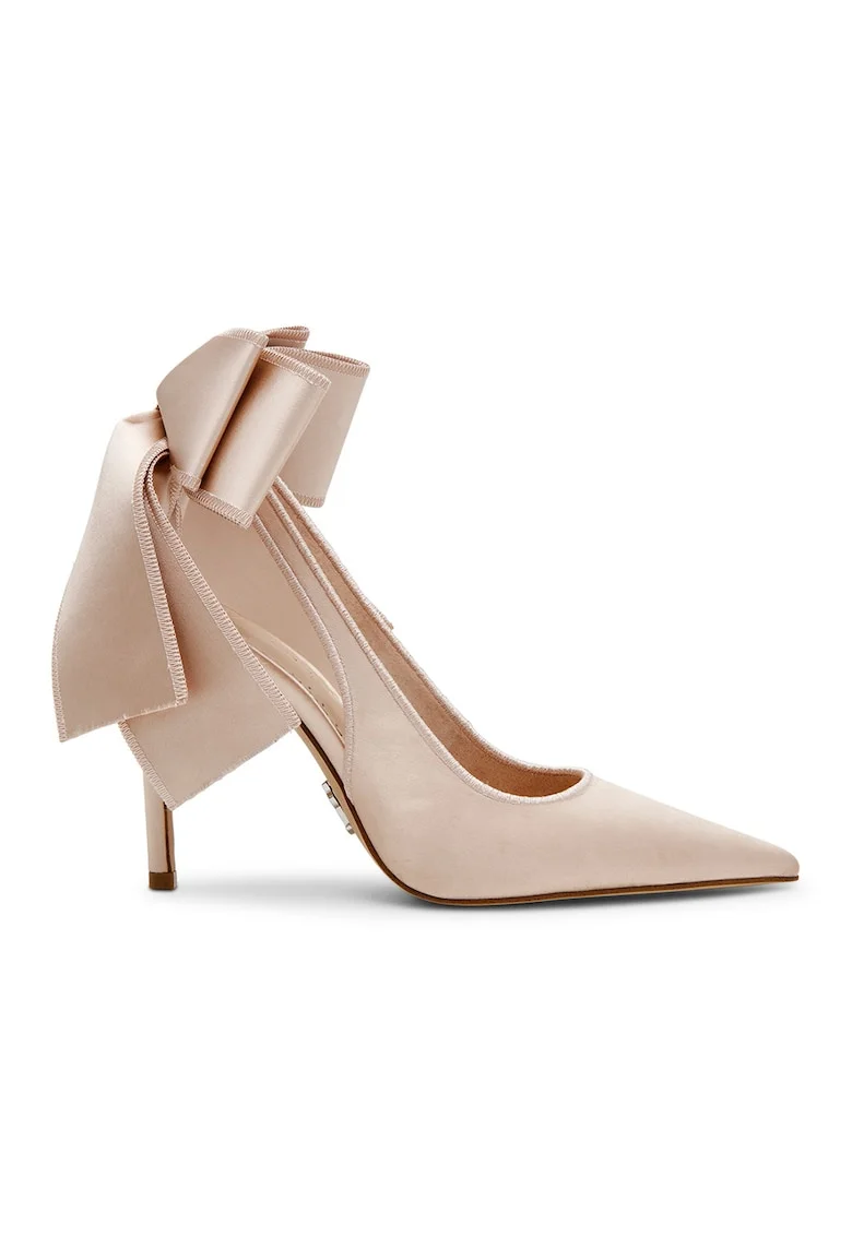 Pantofi cu varf ascutit si funda Teacup, Crem