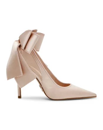 Pantofi cu varf ascutit si funda Teacup, Crem