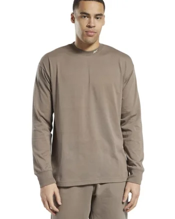 Tricou barbati  lung, bumbac, maro