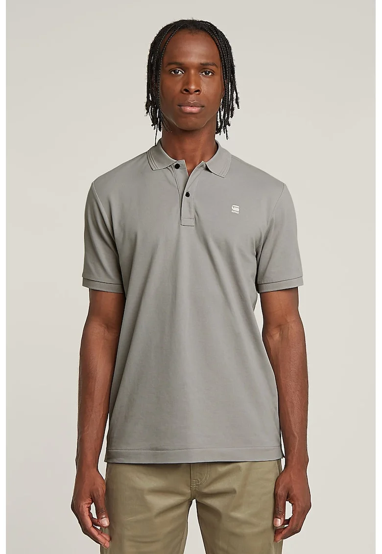 Tricou polo slim fit din material pique Dunda, Gri cenusiu
