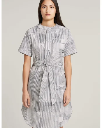 Rochie cu model si cordon in talie, Negru/Alb optic