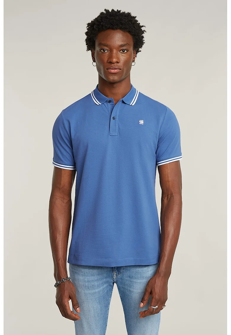 Tricou polo slim fit Dunda, Albastru lavanda/Alb optic