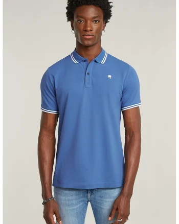 Tricou polo slim fit Dunda, Albastru lavanda/Alb optic
