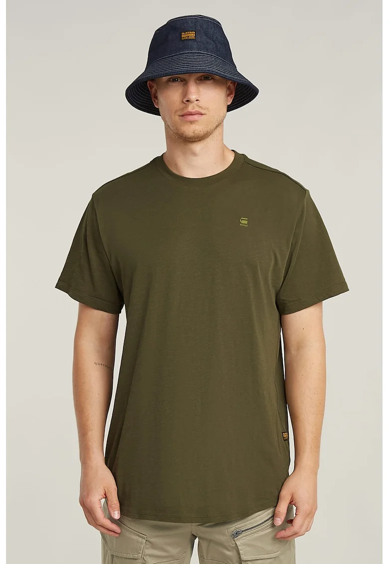 Tricou din bumbac organic cu imprimeu logo, Kaki pal/Alb optic