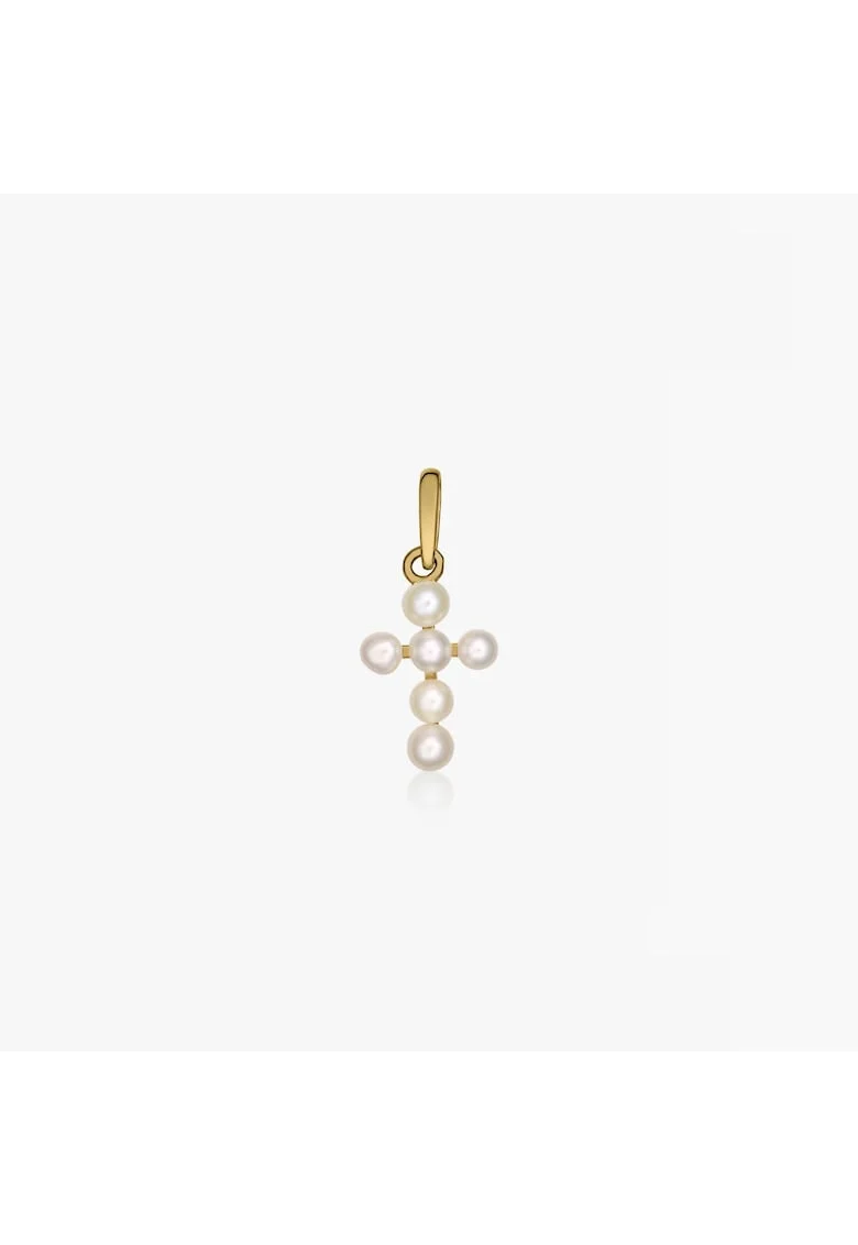 Pandantiv din aur Pearl Cross - Perle Naturale