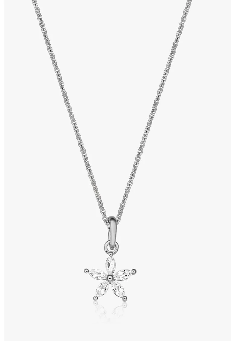 Colier din argint decorat cu pietre din topaz alb, Argintiu/Transparent