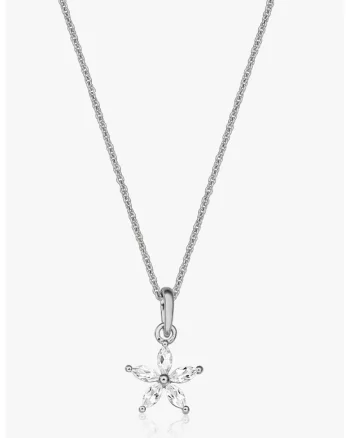 Colier din argint decorat cu pietre din topaz alb, Argintiu/Transparent