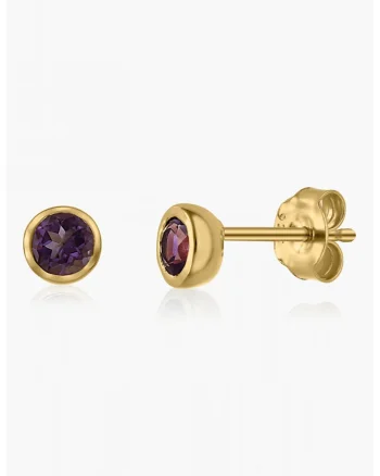 Cercei placati cu aur de 14K si decorati cu ametiste, Auriu/Violet