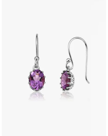 Cercei din argint veritabil 925 cu ametist Serene, Violet/Argintiu