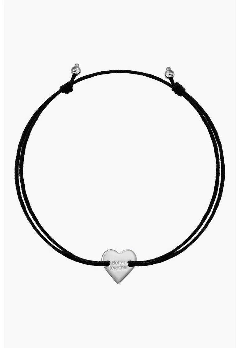 Bratara-snur cu talisman de argint, Negru/Argintiu