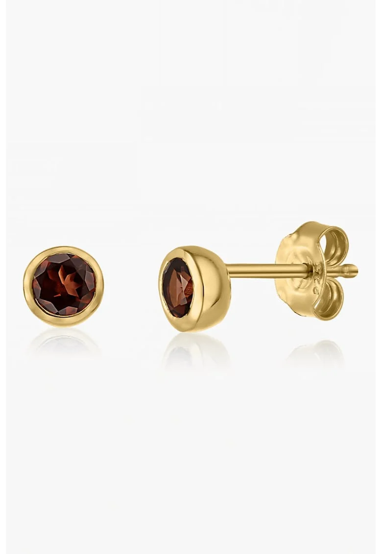 Cercei placati cu aur de 14K si decorati cu pietre semipretioase, Auriu/Maro