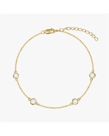 Bratara din argint Birthstone Golden April - Topaz Alb