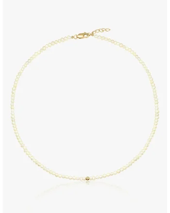Colier placat cu aur de 14K si decorat cu perle, Alb/Auriu